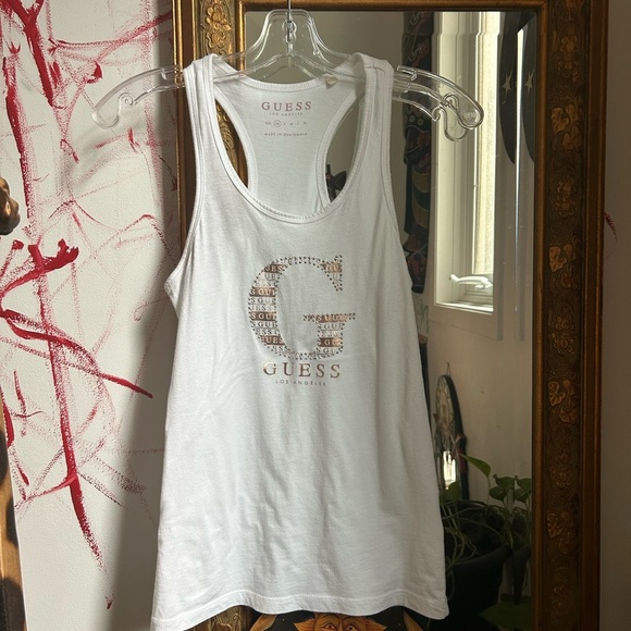 Guess White Tank with Subtle Rose Gold Logo XS - Picture 14 of 16